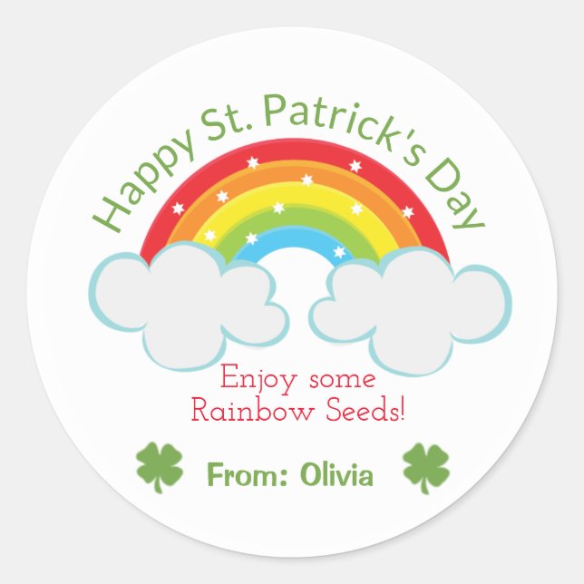 Rainbow Seeds St. Patrick's Day Custom Aufkleber (Vorderseite)