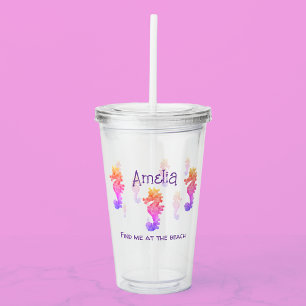 Rainbow-Seepferd Personalisiert Acryltrinkbecher