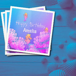 Rainbow Seepferd Personalisiert Paper Napkin Serviette