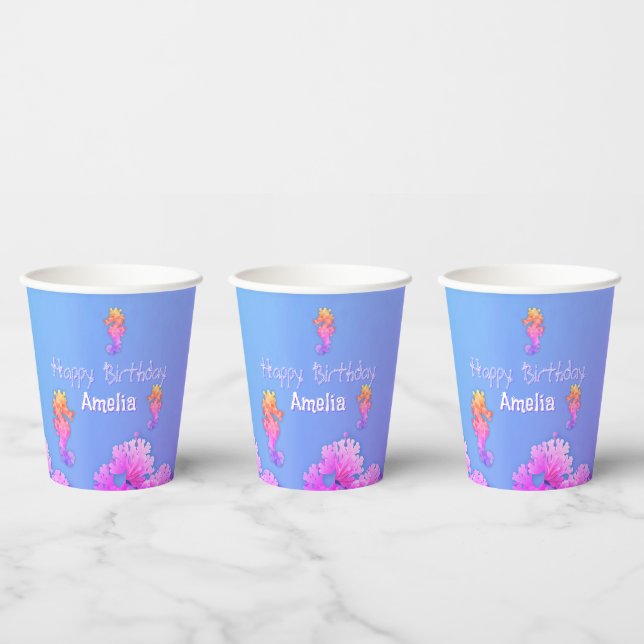 Rainbow-Seepferd Personalisiertes Party Pappbecher (Multi)