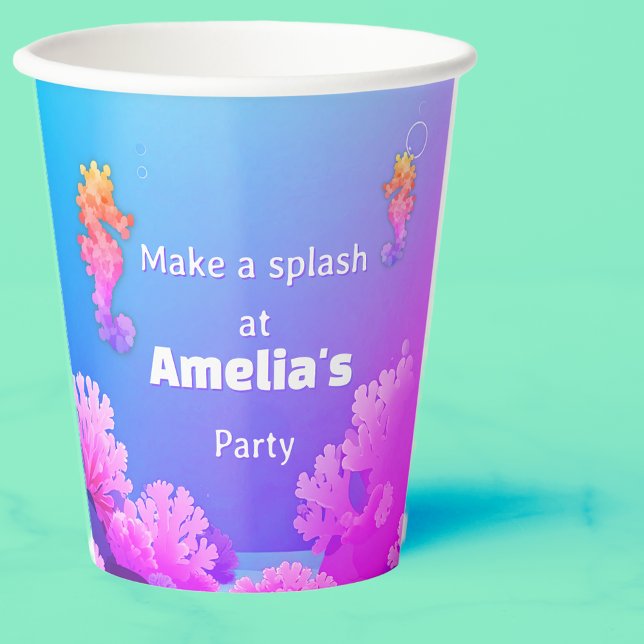 Rainbow-Seepferd Personalisiertes Party Pappbecher (Von Creator hochgeladen)