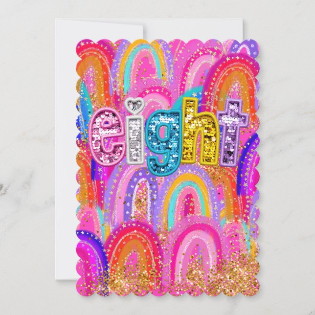 Rainbow Sequin der 8. Geburtstagsnadel Dankeskarte (Vorderseite)