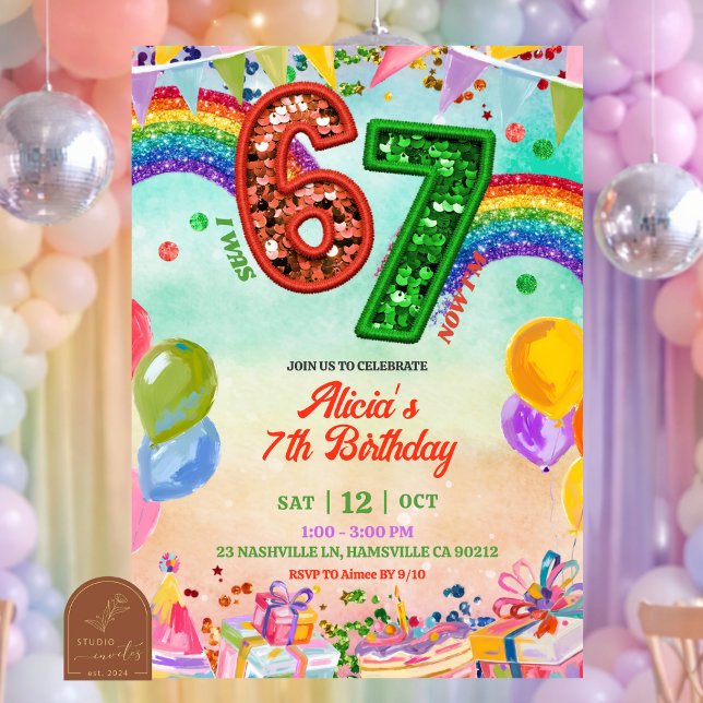 Rainbow Sequin Glitter 67 St Patrick Birthday Einladung (Von Creator hochgeladen)