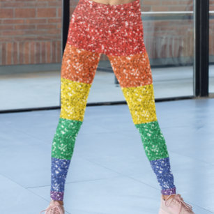 Rainbow Sequin Glitzer Look Stripes Prix Leggings