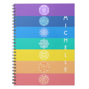 Rainbow Seven Chakras Weiße Mandalas Notizblock