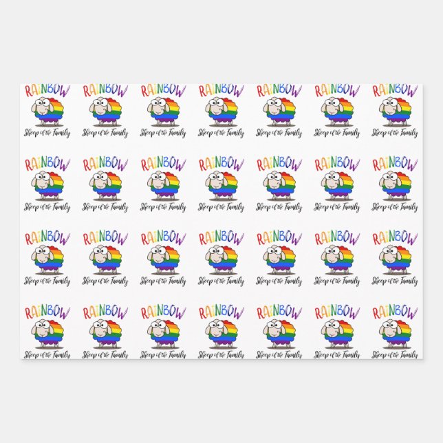 Rainbow Sheep Wrapping Paper Flat Sheet Set 3 Geschenkpapier Set (Vorderseite 3)