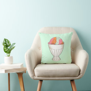 Rainbow Sherbet Ice Cream Sorbet Dessert Green Kissen