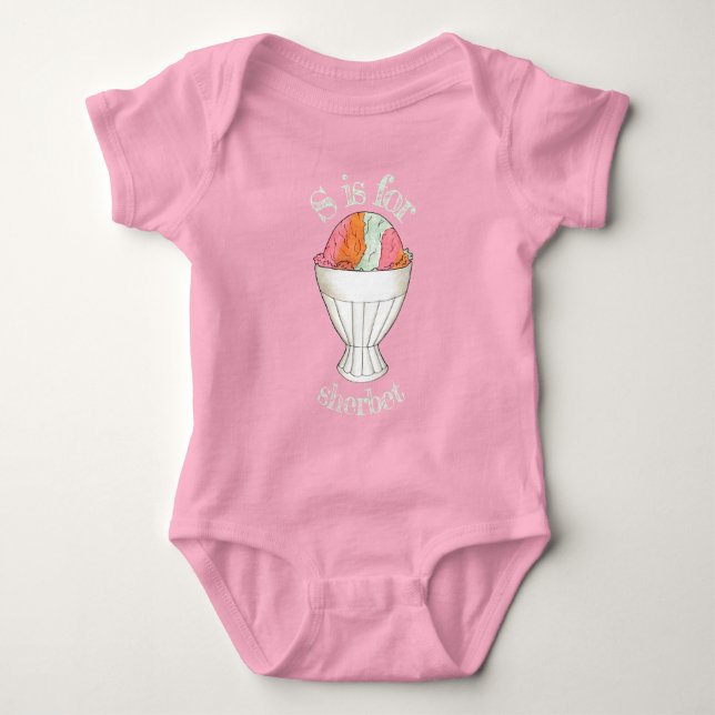 Rainbow Sherbet Ice Cream Sorbet Dessert Scoop Baby Strampler (Vorderseite)