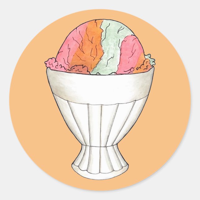 Rainbow Sherbet Ice Cream Sorbet Dessert Scoop Runder Aufkleber (Vorderseite)