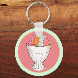 Rainbow Sherbet Ice Cream Sorbet Dessert Scoop Schlüsselanhänger