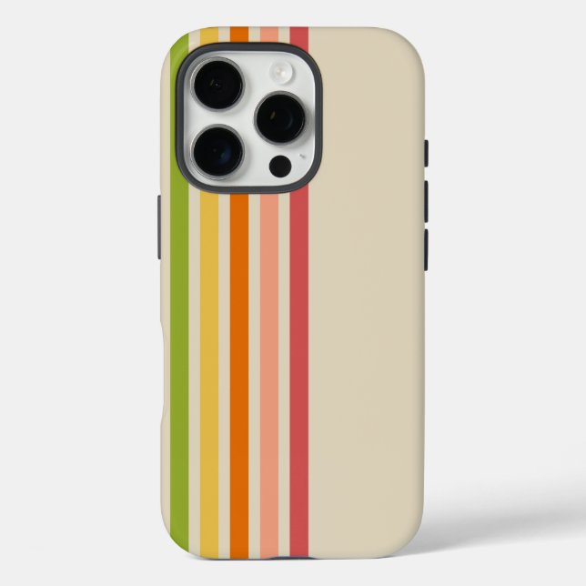 Rainbow Sherbet Retro gestreift iPhone 16 Pro Hülle (Rückseite)