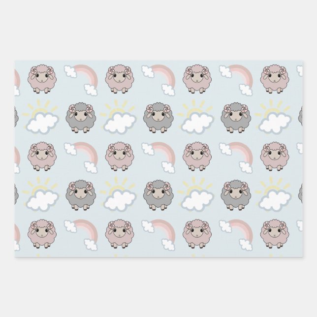 Rainbow Shhep Geschenkpapier Set (Vorderseite)
