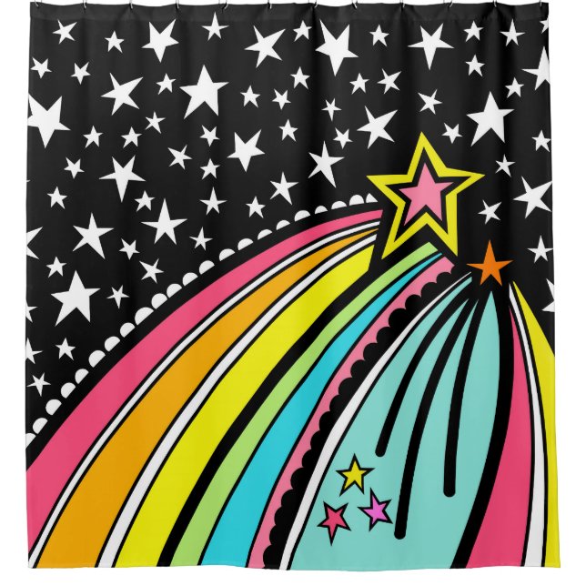 Rainbow Shooting Star Space Duschvorhang (Vorderseite)