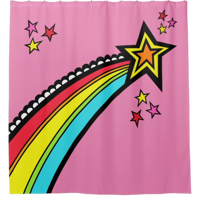 Rainbow Shooting Star Space Duschvorhang (Vorderseite)