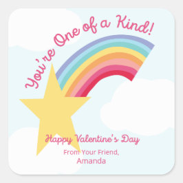 Rainbow Shooting Star Valentine Quadratischer Aufkleber