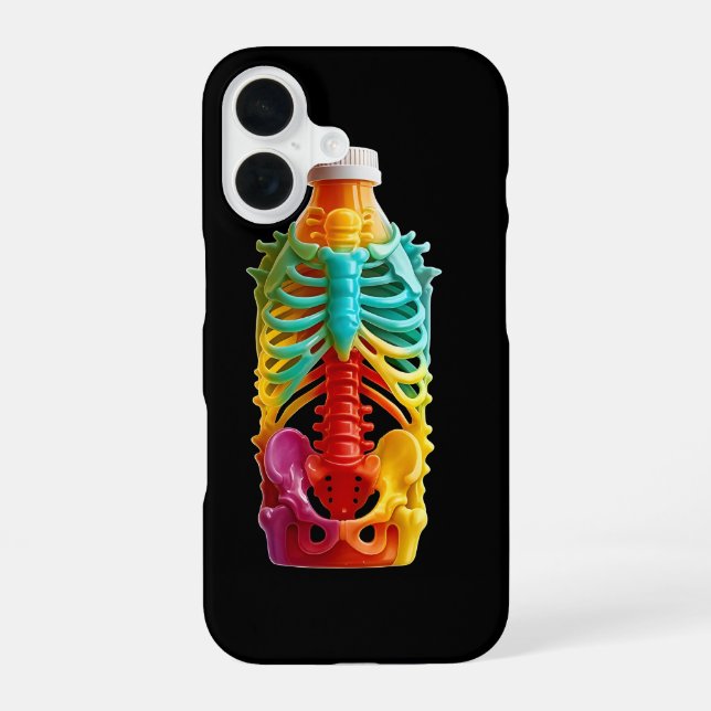 Rainbow Skeleton Flaschenkasten iPhone 16 Hülle (Rückseite)