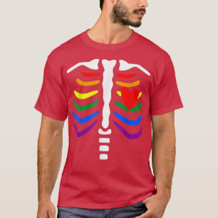 Rainbow Skeleton Ribcage Gay Uncle Lesbian LGBT Pr T-Shirt
