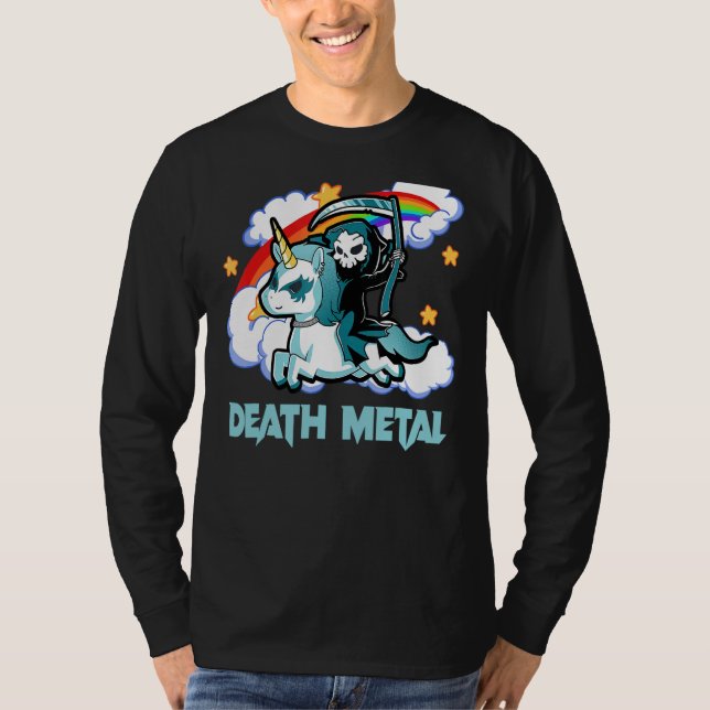 Rainbow Skeleton Unicorn Death Metal Music Festiva T-Shirt (Vorderseite)