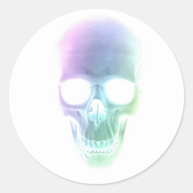 Rainbow Skull - Benutzerdefinierter Hintergrund Runder Aufkleber (Vorderseite)