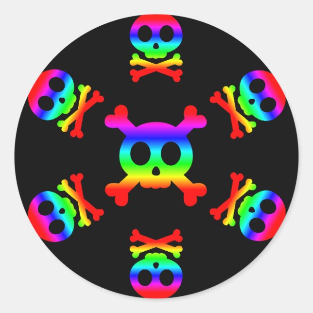 Rainbow Skull und Crossbones Aufkleber (Vorderseite)