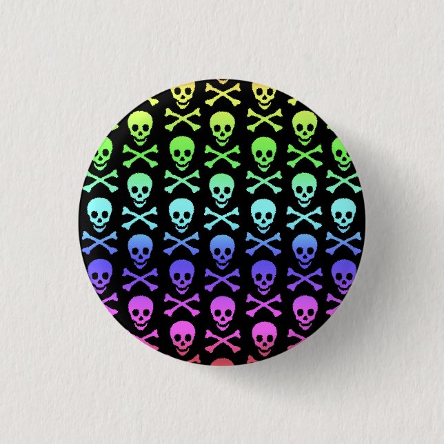 Rainbow Skull und Crossbones Button (Vorderseite)