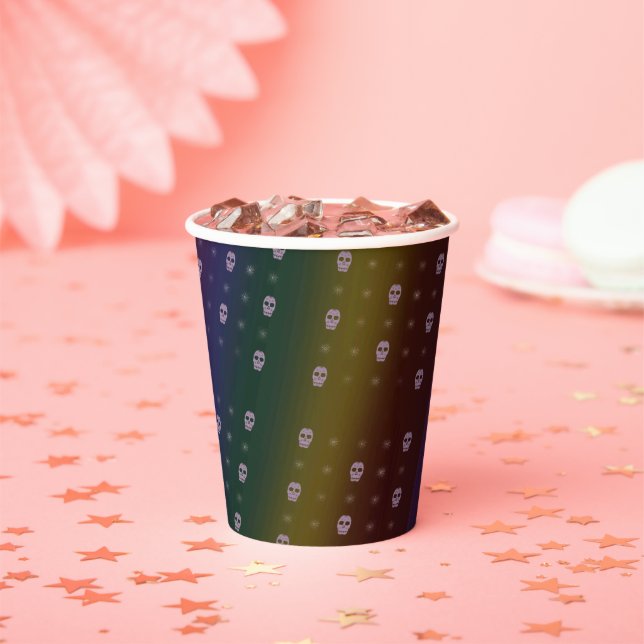 Rainbow Skulls Paper Cups Pappbecher (Insitu)
