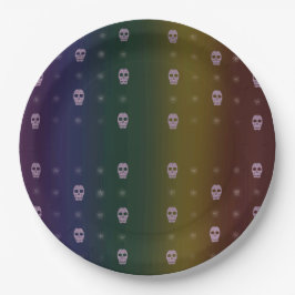 Rainbow Skulls Paper Plate Pappteller