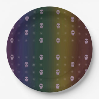 Rainbow Skulls Paper Plate Pappteller