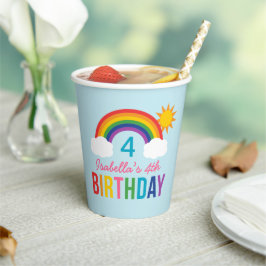 Rainbow Sky Girls Birthday Party Blue Pappbecher