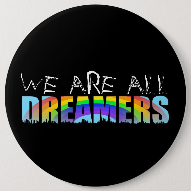 Rainbow Skyline Daca Dreamers Black Button (Vorderseite)