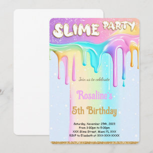Rainbow Slime Birthday Party Einladung