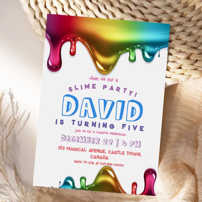 Rainbow Slime Party Einladung Slime 5. Geburtstag (Von Creator hochgeladen)