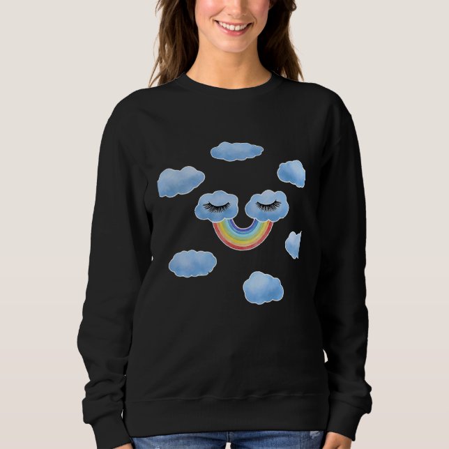 Rainbow Smile Clouds Mindfulness Peace Relax Happy Sweatshirt (Vorderseite)
