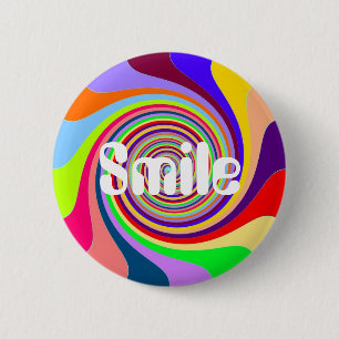 Rainbow "Smile" Psychedelischer Pop-Bonbons-Swirl Button