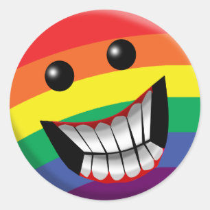 Rainbow Smile Runder Aufkleber