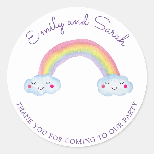 Rainbow Smiles | Twins Birthday Sticker (Vorderseite)