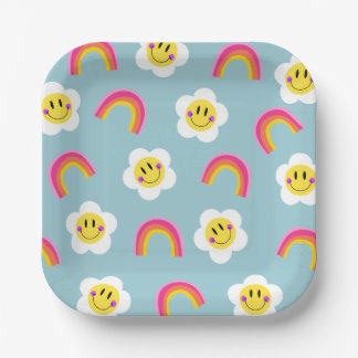 Rainbow Smiley Paper Plate Pappteller