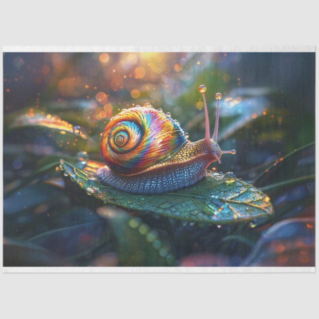 Rainbow Snail auf Leaf Decoupage Seidenpapier (Vorderseite)