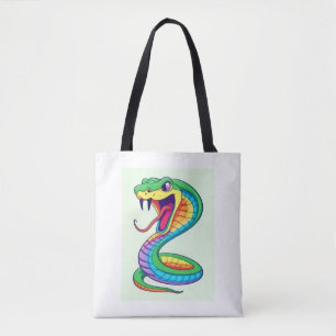"Rainbow Snake mit Big Fangs: Bold and Colorful B Tasche