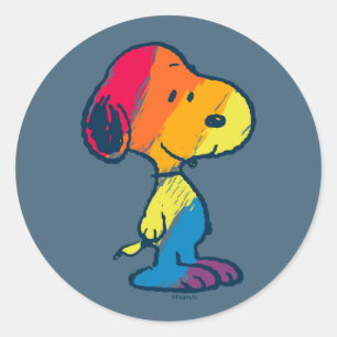 Rainbow Snoopy Runder Aufkleber