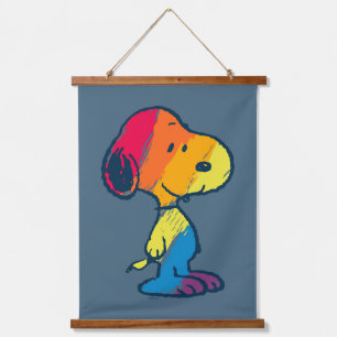 Rainbow Snoopy Wandteppich Mit Holzrahmen