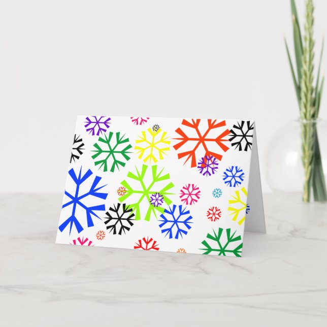Rainbow Snowflake Holiday Feiertagskarte (Vorderseite)