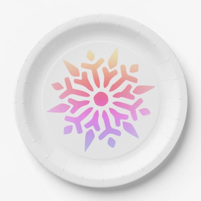 Rainbow Snowflake Pappteller (Vorderseite)