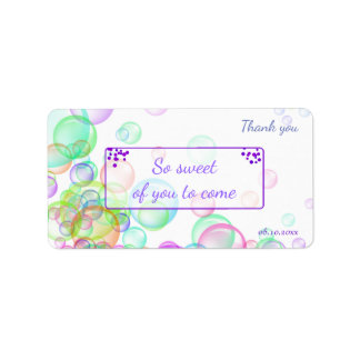 Rainbow Soap Bubbles Baby Dusche Adressaufkleber