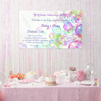 Rainbow Soap Bubbles Baby Dusche Banner