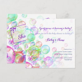 Rainbow Soap Bubbles Baby Dusche Einladung
