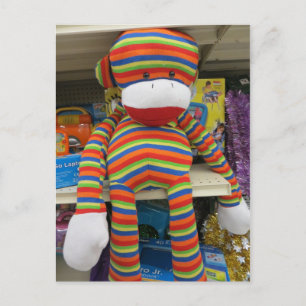 Rainbow Sock Monkey Postkarte