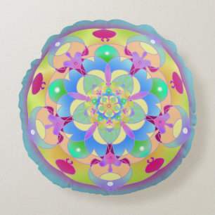 Rainbow Song Mandala Rundes Kissen