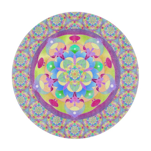 Rainbow Song Mandala Schneidebrett (Vorderseite)