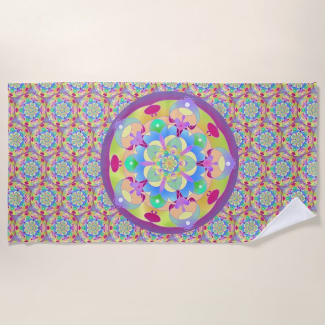 Rainbow Song Mandala Strandtuch (Vorderseite)